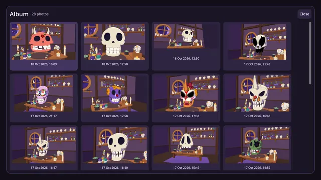 The photo album full of decorated skulls
