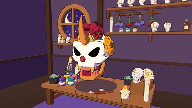 A pointy horned skull