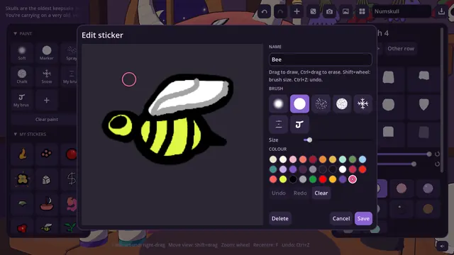 Drawing a custom bee sticker